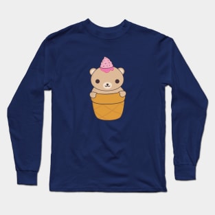 Brown Ice Cream Bear T-Shirt Long Sleeve T-Shirt